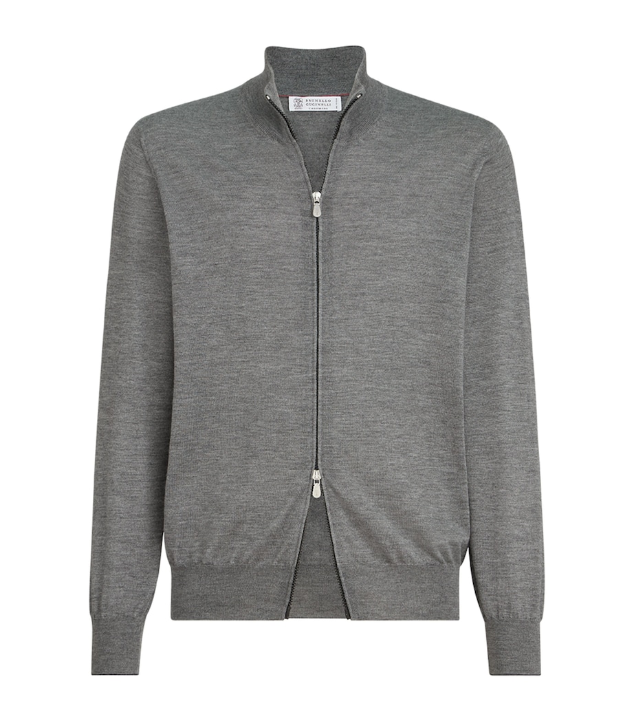 Brunello Cucinelli Mens Cashmere-Silk Zip-Up Cardigan Image 1