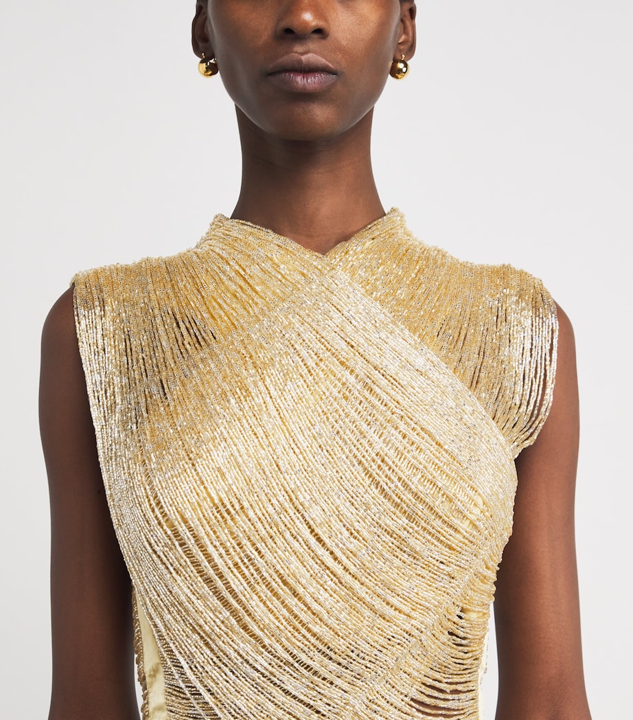 Cult Gaia Womens Beaded Haisley Top Light Gold Image 6