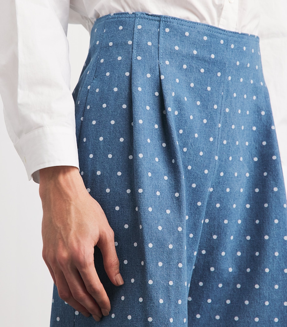 Carolina Herrera Womens Cotton Polka Dot Marisole Trousers Light Blue Image 3