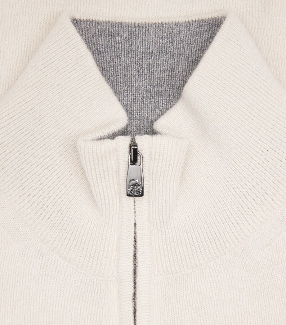 Corneliani Mens Virgin Wool-Cashmere Sweater Natural/ Beige Image 5