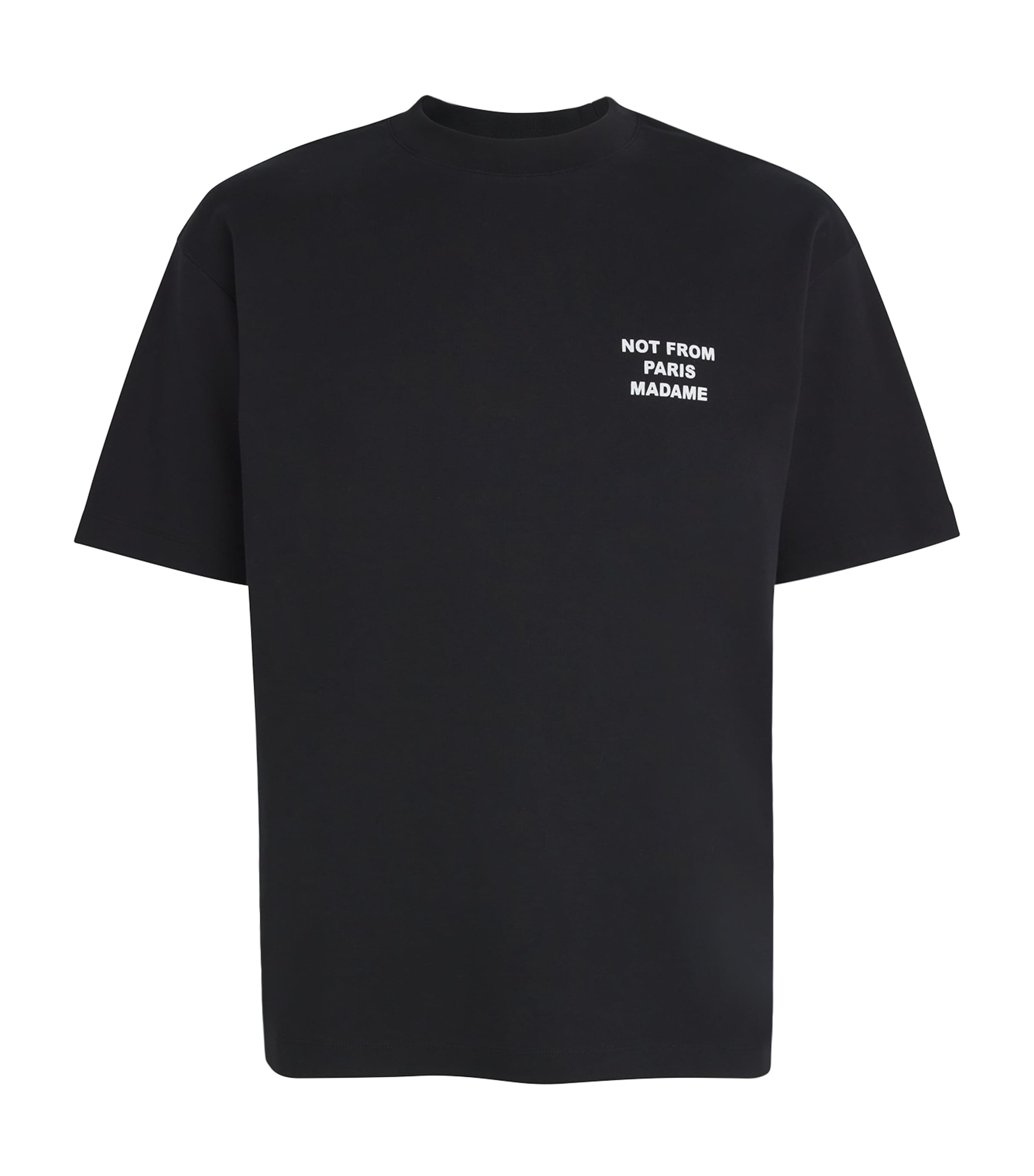 Drôle De Monsieur Black Crewneck T-shirt With Slogan Print On The Front And Back In Black