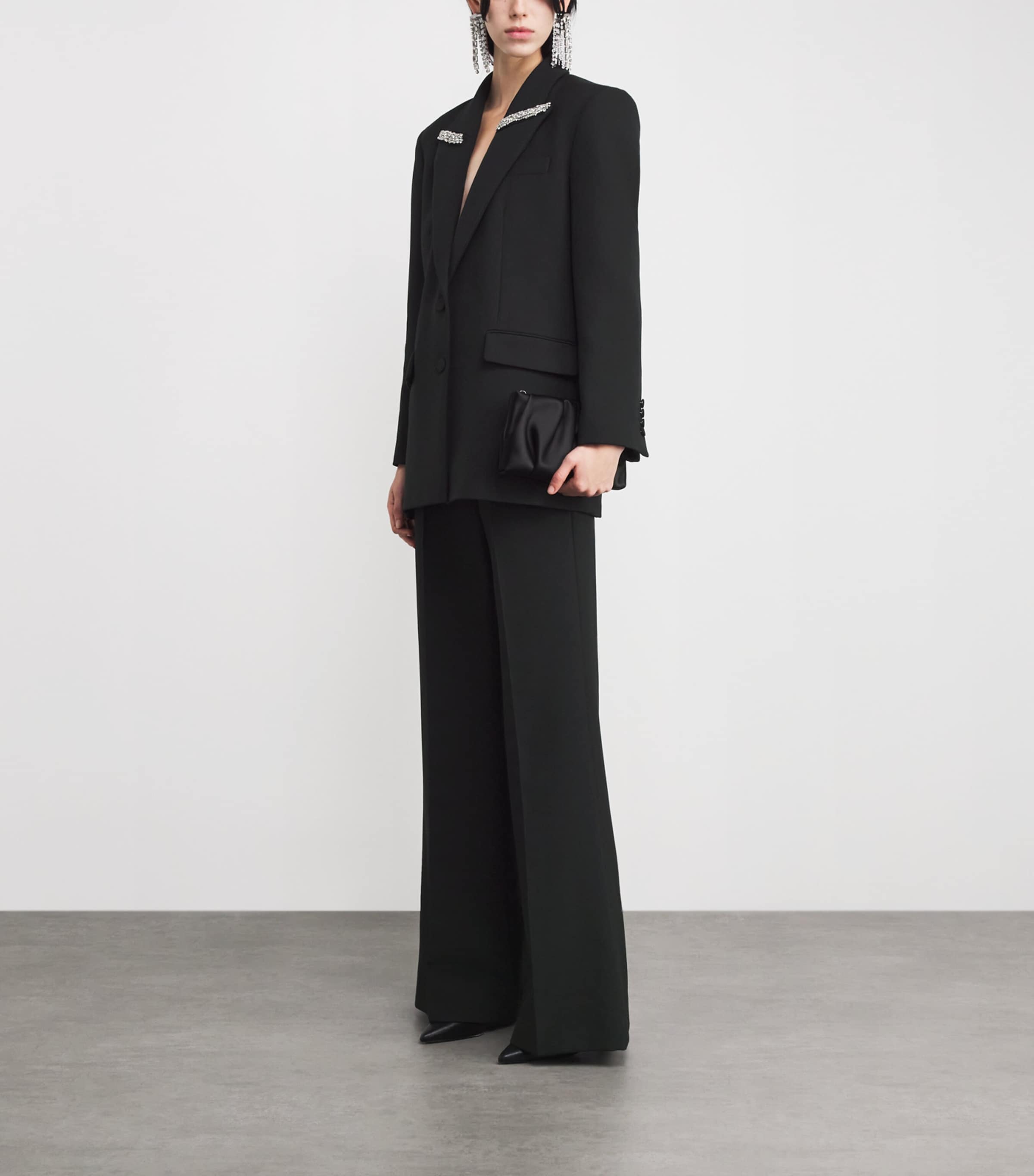 Sandro Paris Womens High-Rise Wide-Leg Trousers Black Image 2
