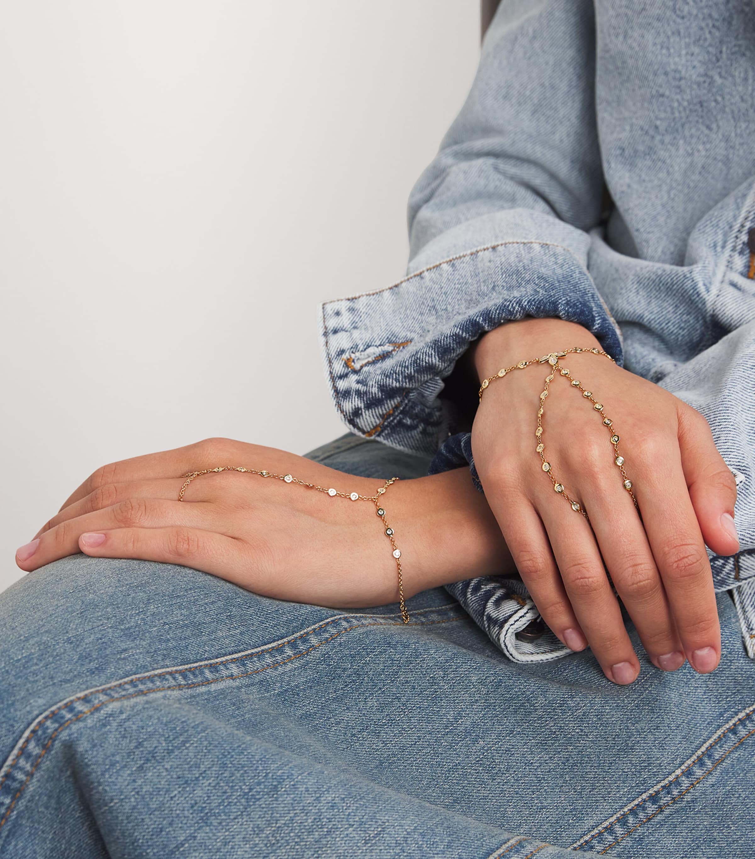 Yellow Gold and Diamond Marquise Blossom Finger Bracelet YELLOW GOLD Image 5