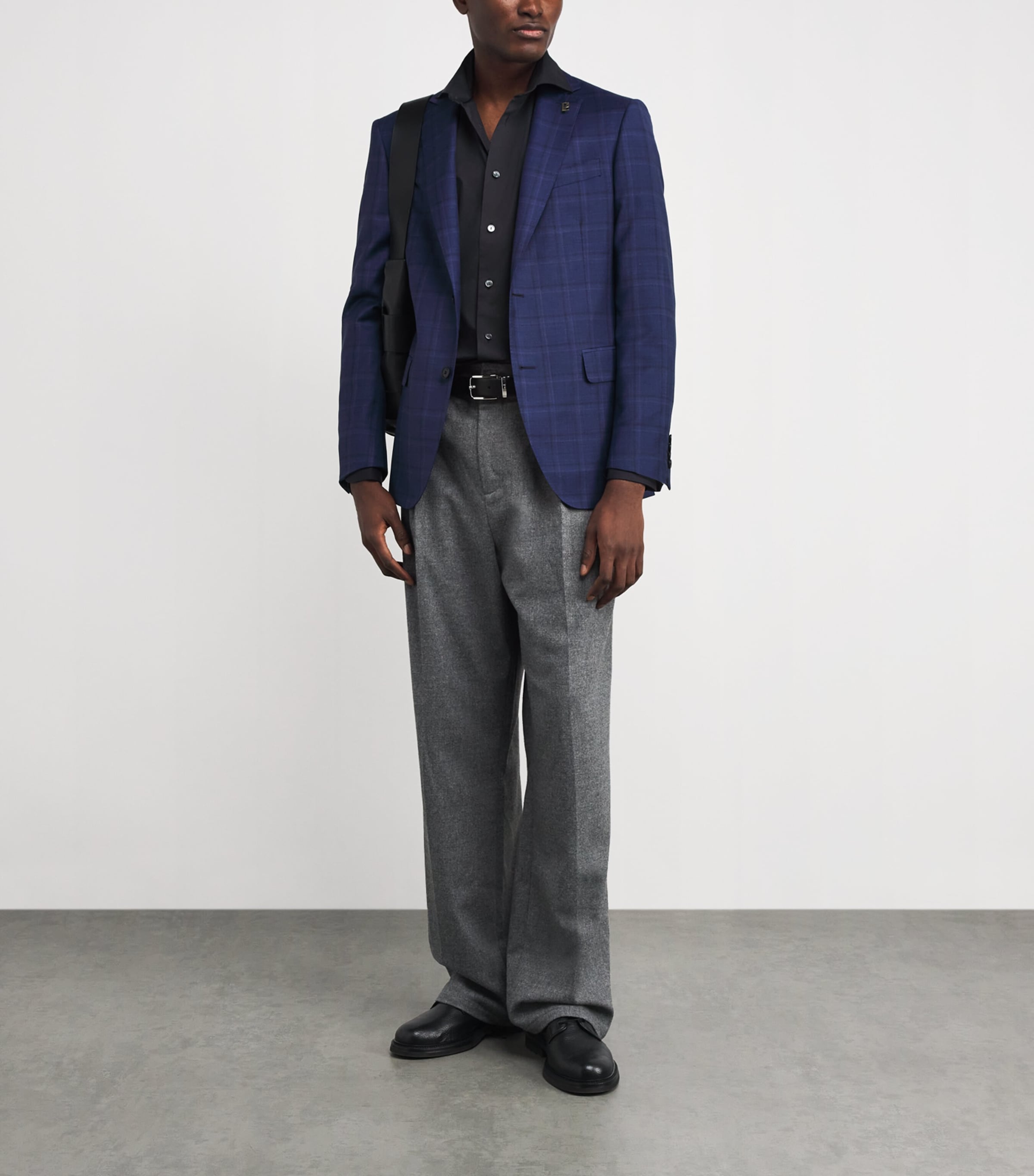 Cotton-Silk Long-Sleeve Shirt 18BLACK Image 2