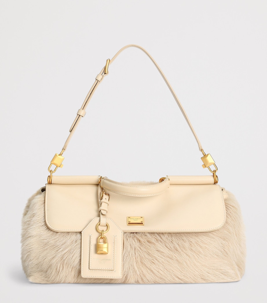 Dolce&Gabbana Fur-Trim My Sicily Top-Handle Bag Beige/bei Image 4