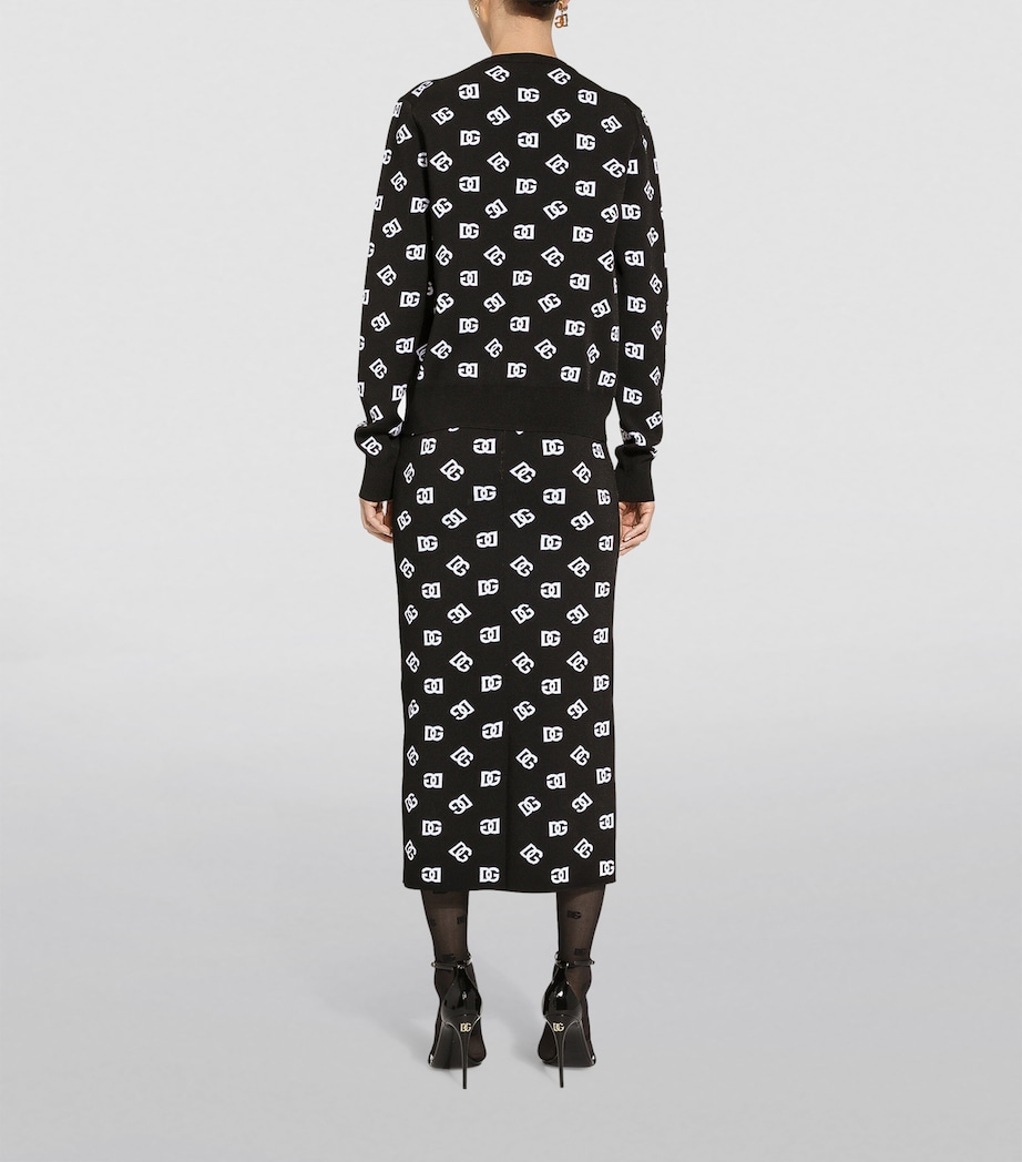 Knit Monogram Skirt N0004-BLACK/WHITE Image 5