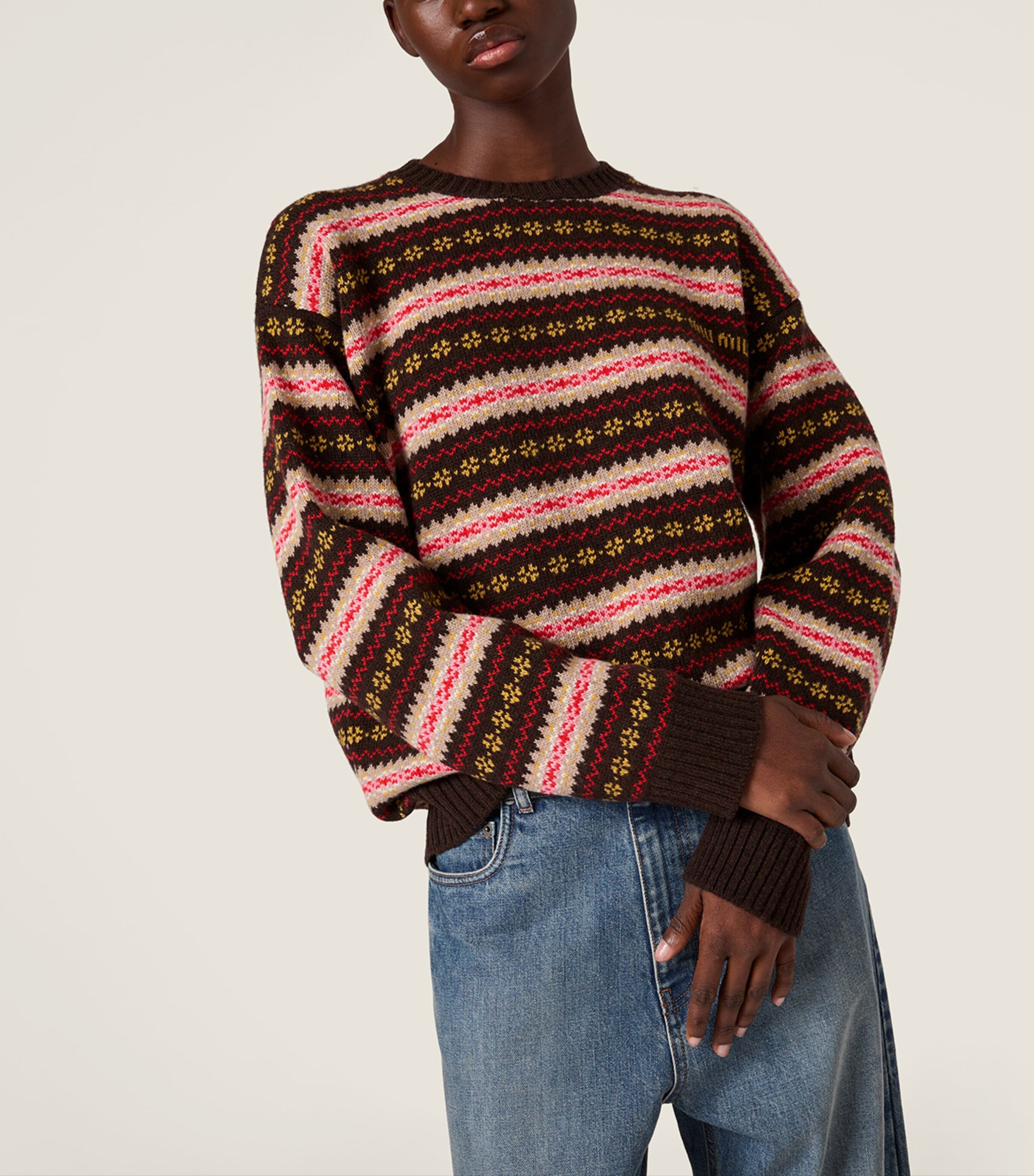 Miu Miu Womens Wool Fair Isle Sweater Image 5