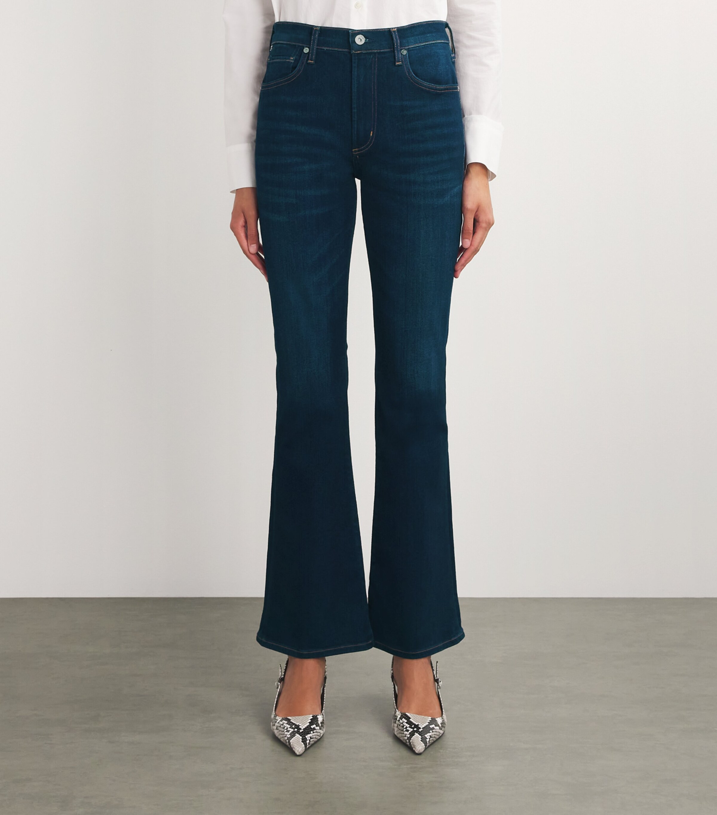 Citizens of Humanity Blue High-Rise Lilah Bootcut Jeans | Harrods UK