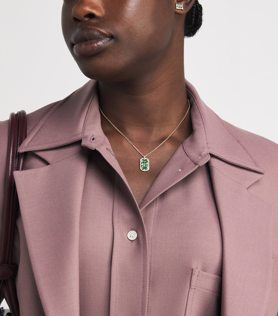 Yellow Gold, Diamond and Emerald Short Stack Stud Earrings 18K YG/EMER Image 5