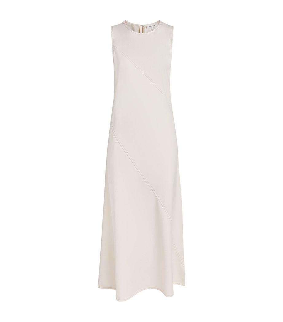 Rag & Bone Womens Cotton-Blend Twill Midi Dress Ecru Image 1