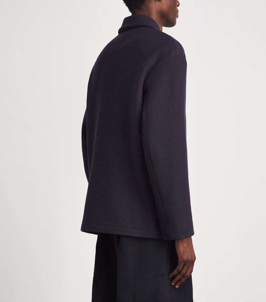Sandro Paris Mens Wool-Blend Overshirt Midnight Blue Image 5