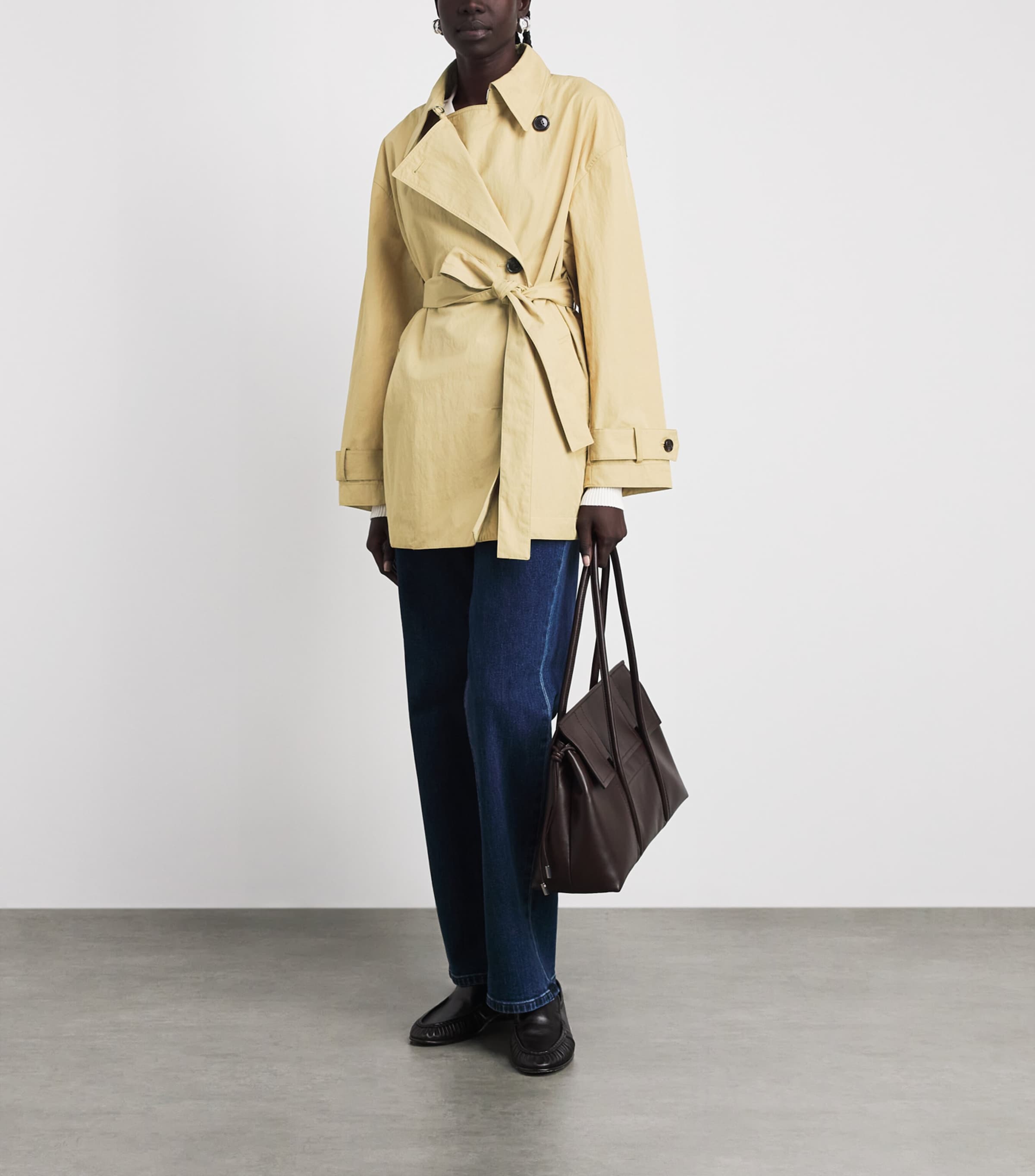 Theory Womens Cropped Belted Trench Coat Stw Hazel Image 2