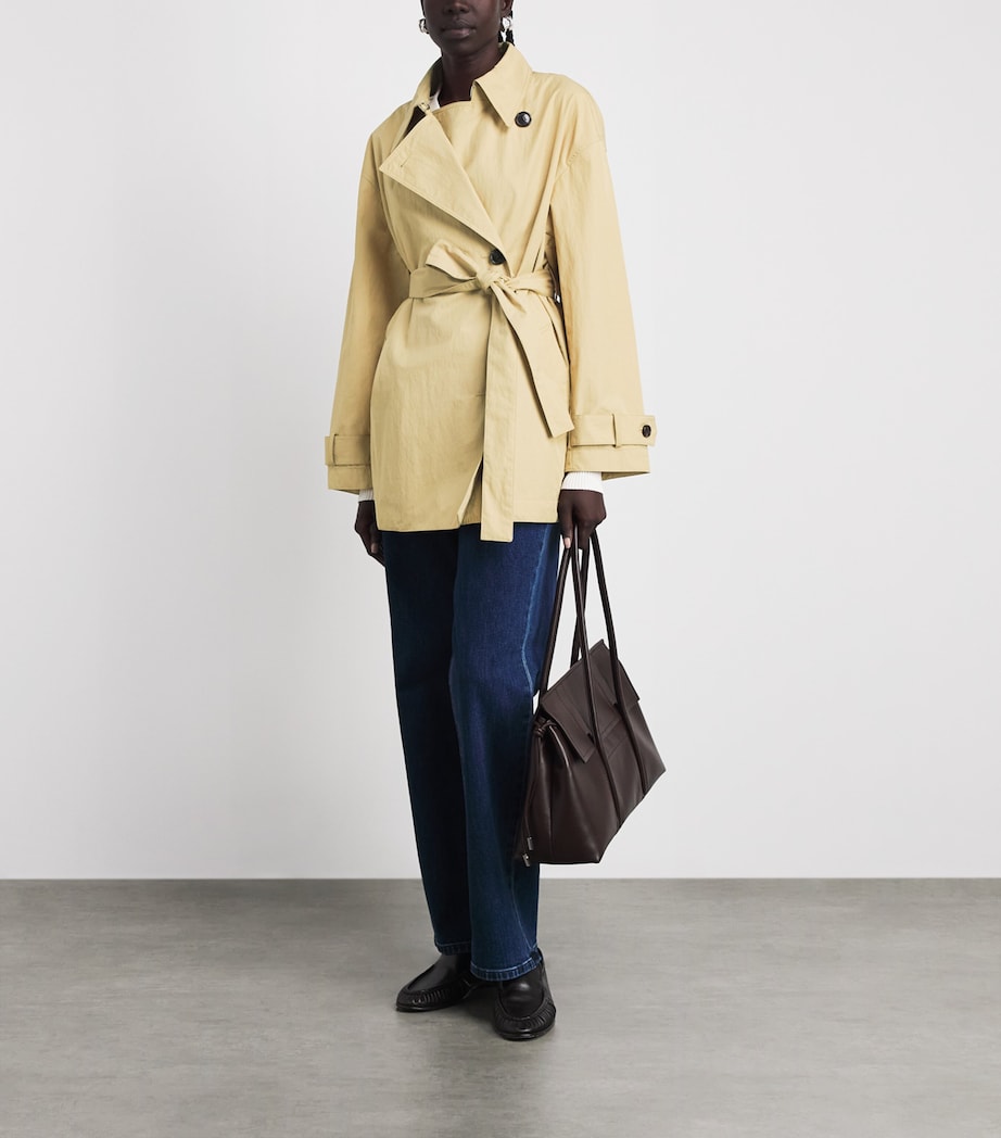 Theory Womens Cropped Belted Trench Coat Stw Hazel Image 2