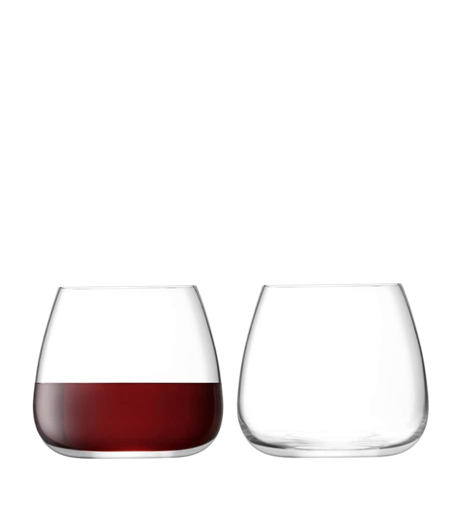 Set of 2 Wine Culture Stemless Wine Glasses (385ml) CLEAR Image 1
