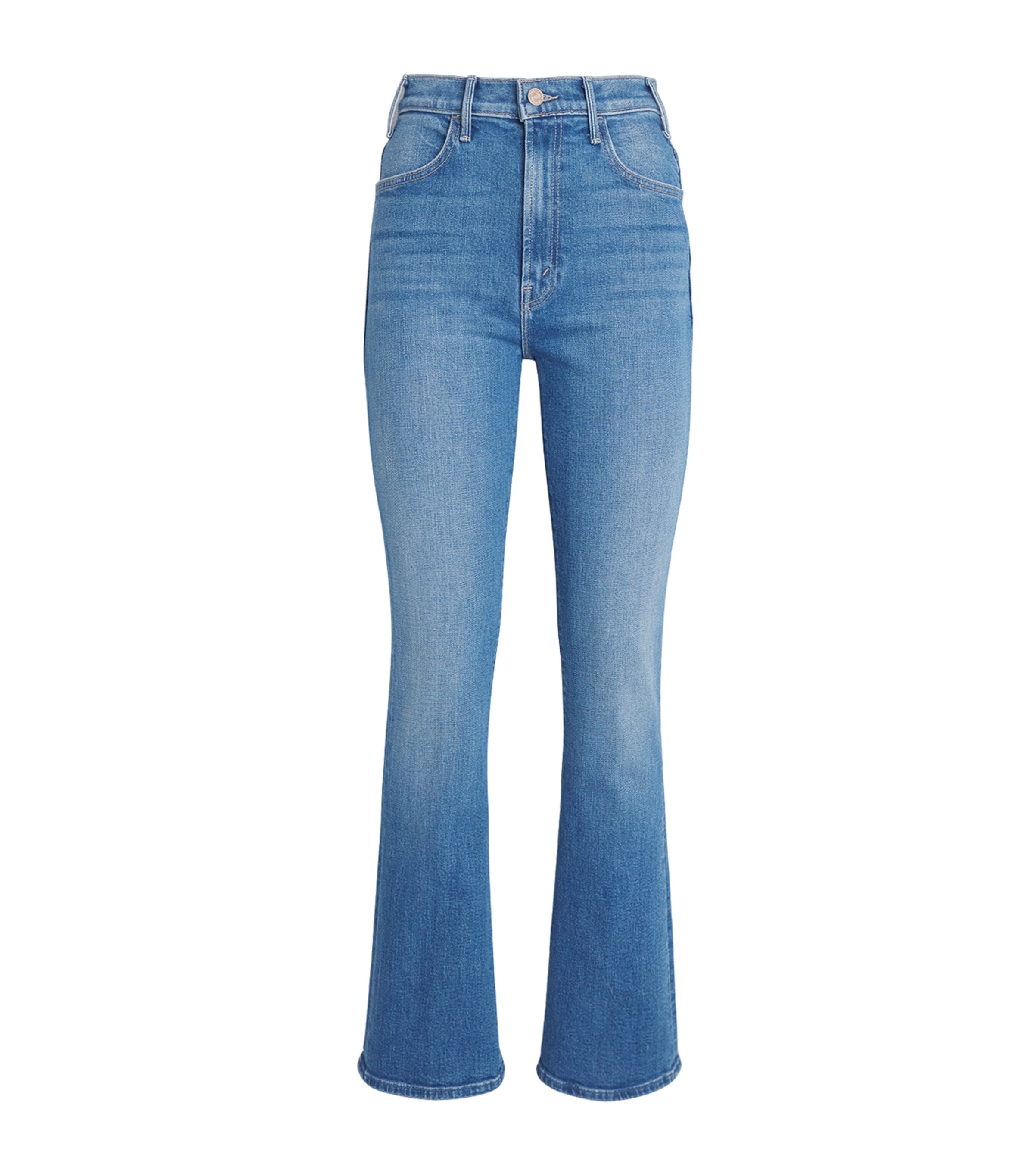 MOTHER Womens The Hustler Skimp Flared Jeans Kissing The Caddy Image 1