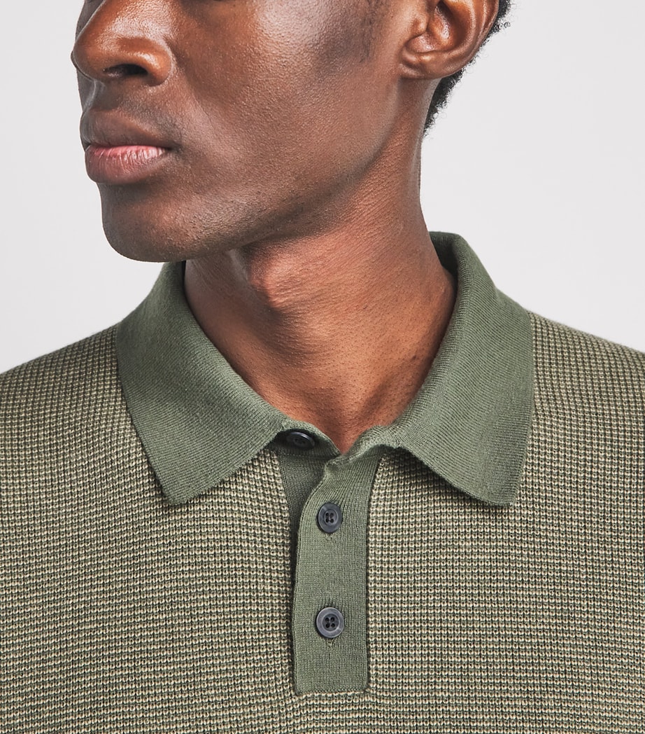Vince Mens Cotton-Cashmere Polo Shirt Coultr Grn/dsrt Brsh Image 3