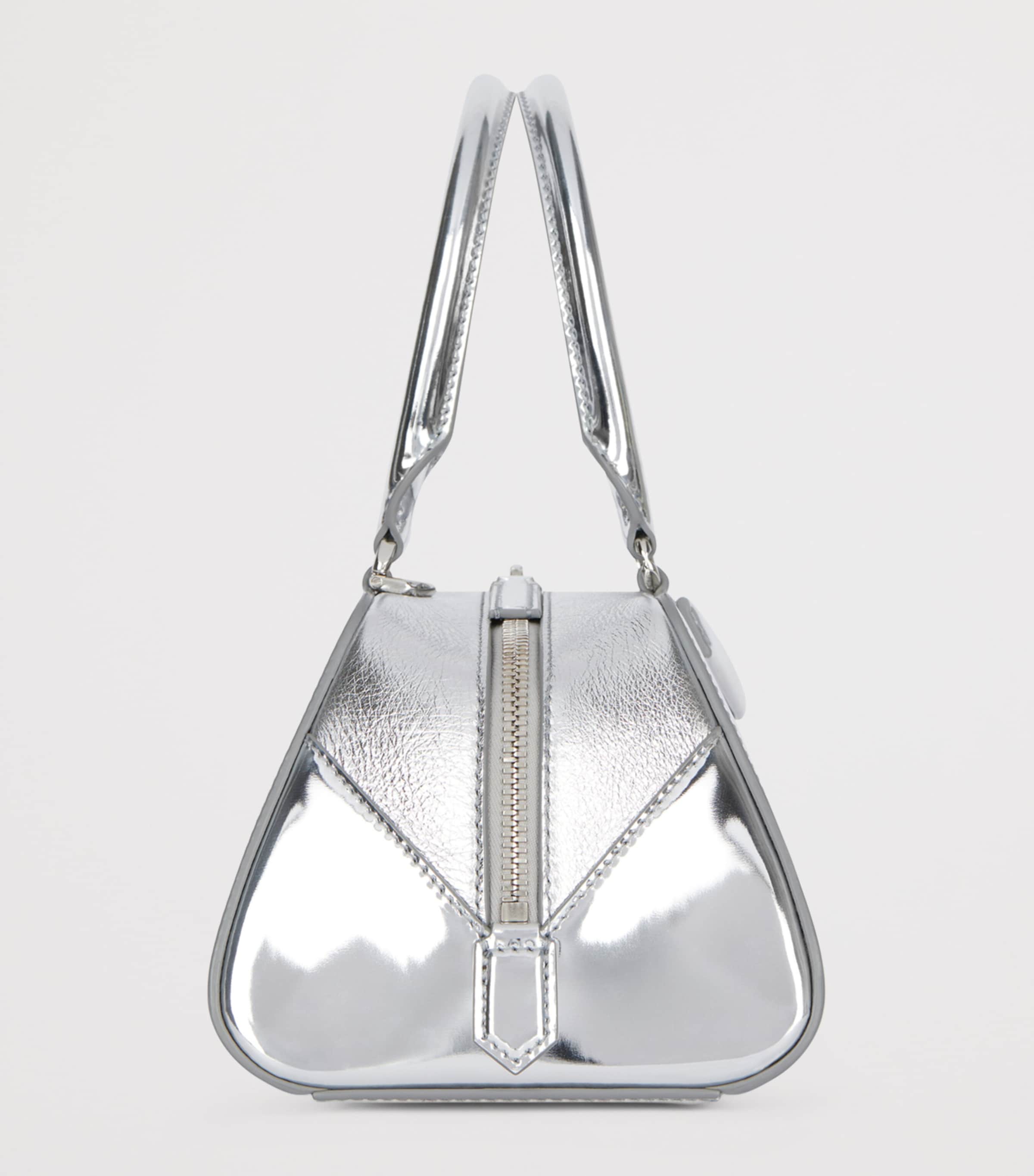 Small Leather Antigona East-West Top-Handle Bag LIGHT SILVERY Image 2
