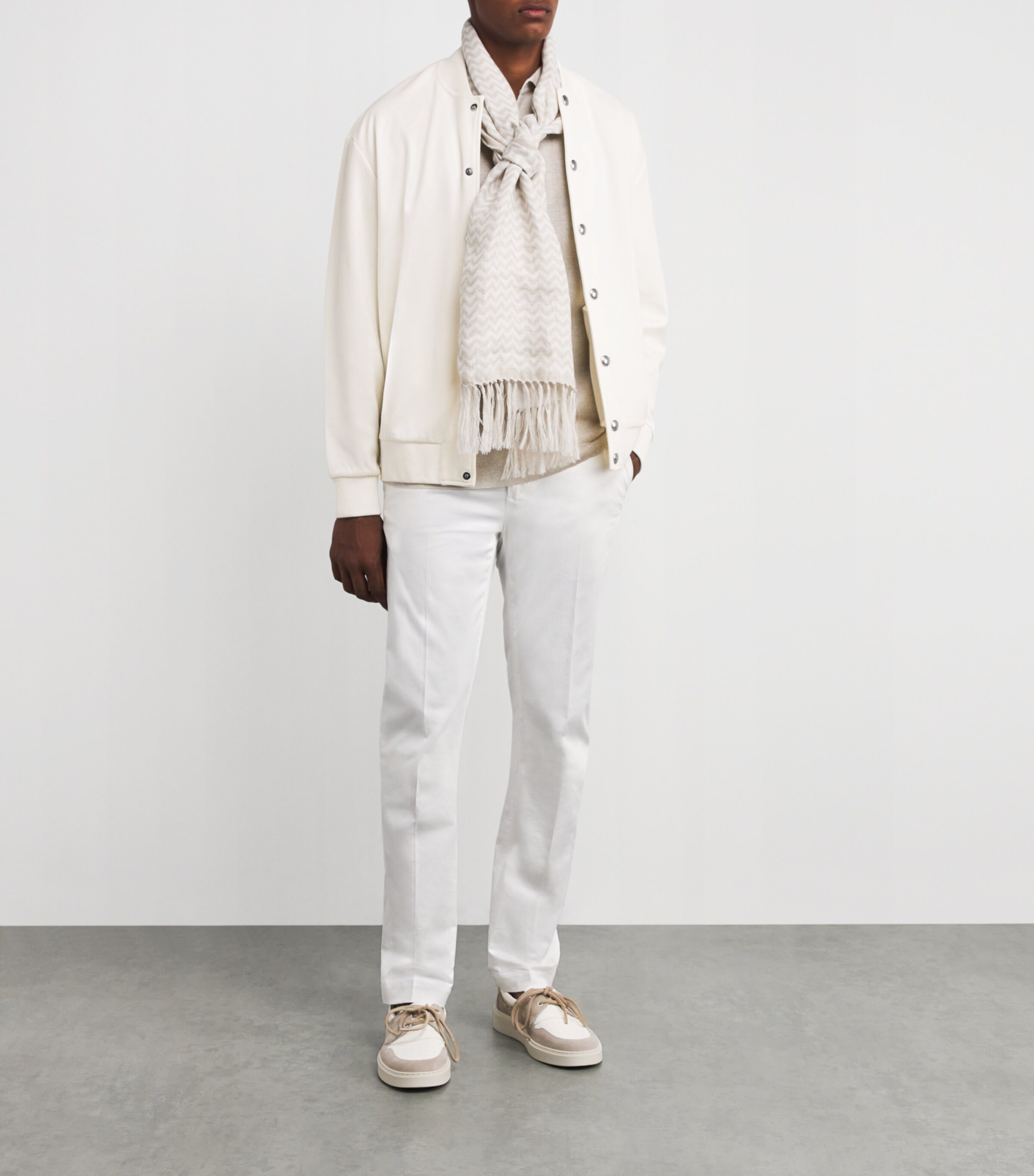 Eleventy Mens Cotton-Blend Bomber Jacket Bianco Image 2