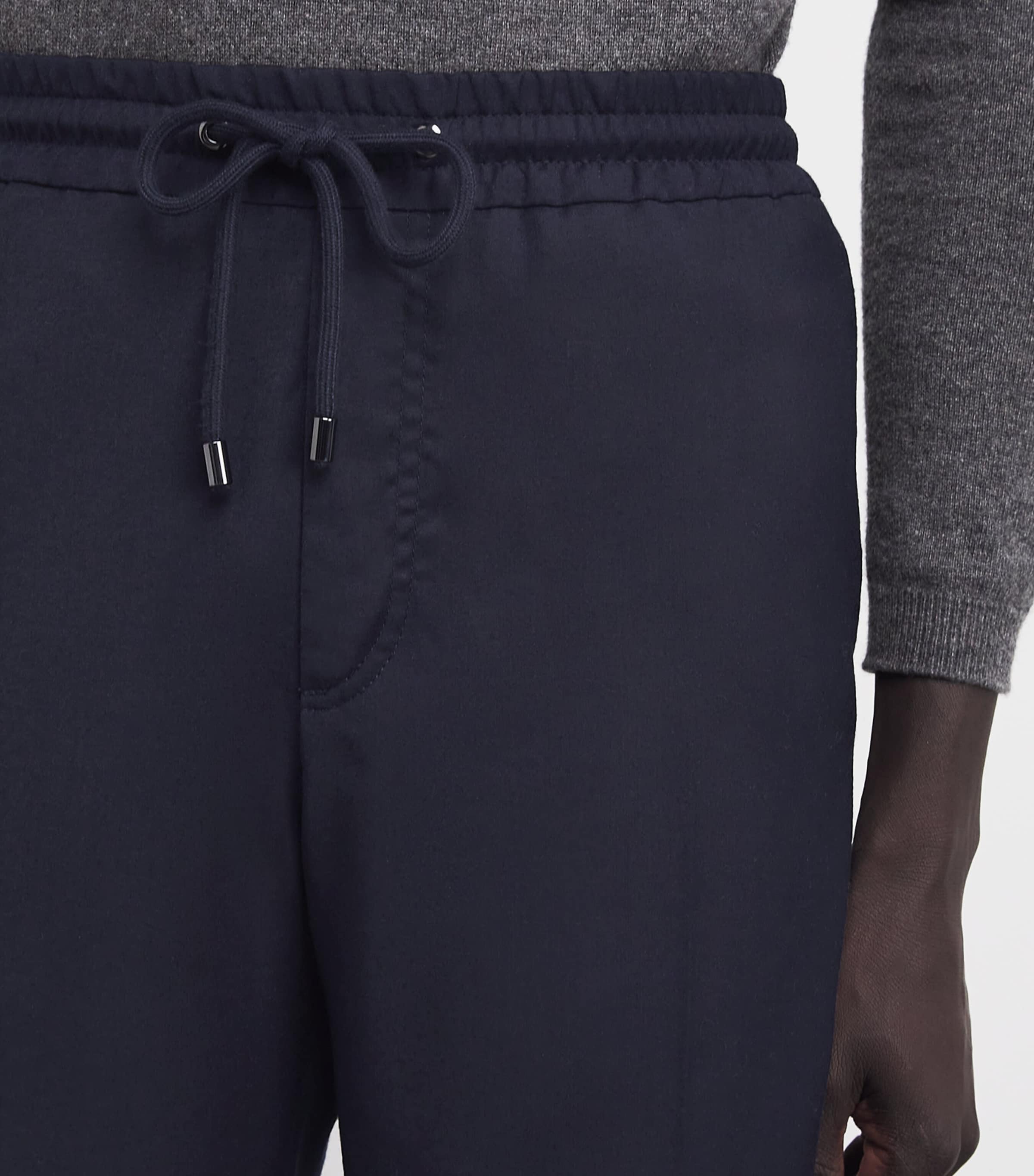 Wool Drawstring Trousers 01 BLUE NAVY Image 6