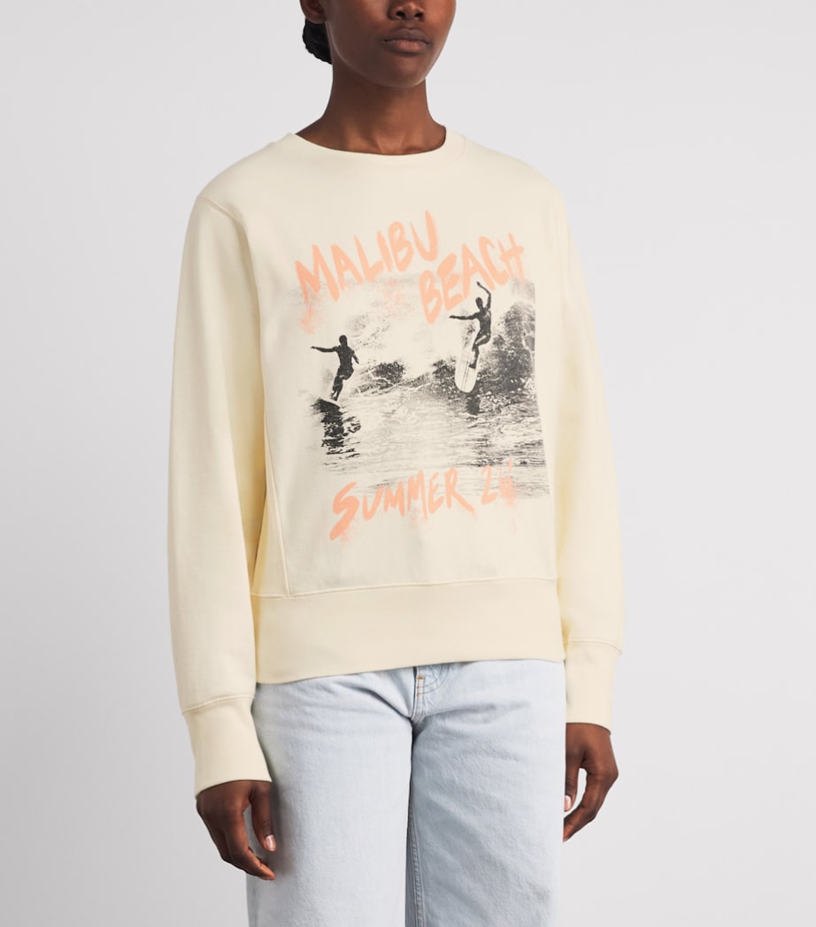 ANINE BING Womens Cotton Shrunken Harry Sweatshirt Ecru Image 4