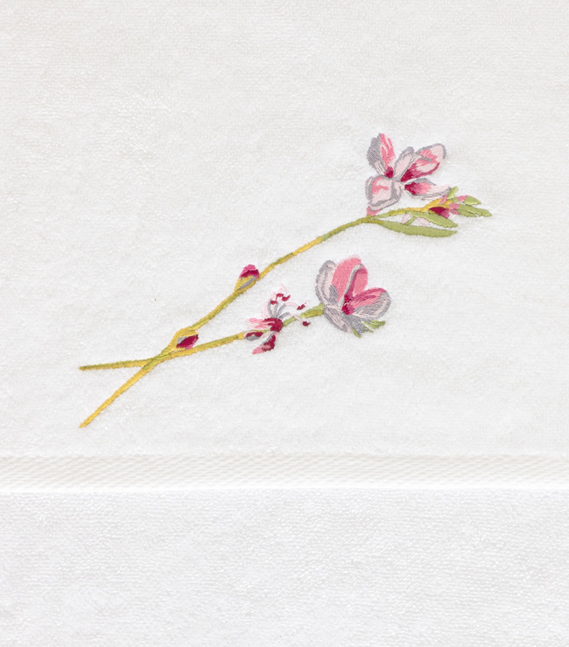 Floral Gaura Guest Towel (45cm x 70cm) BLANC Image 3