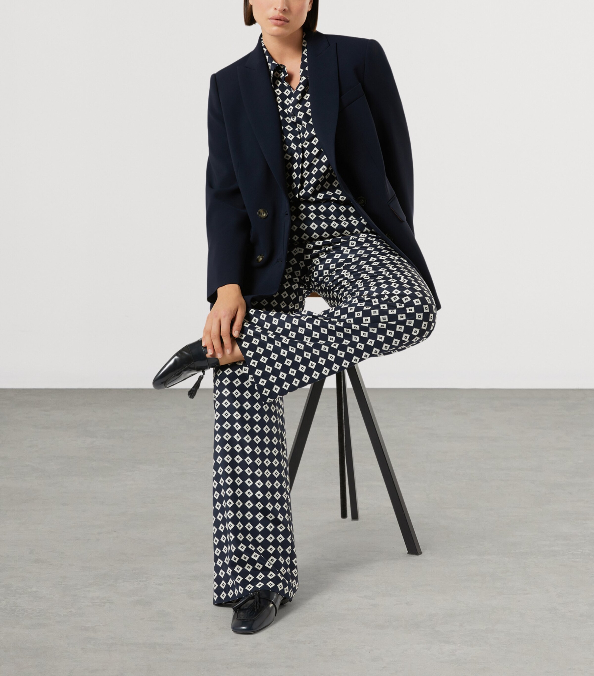 Marina Rinaldi Womens Silk Printed Shirt Midnightblue Image 2