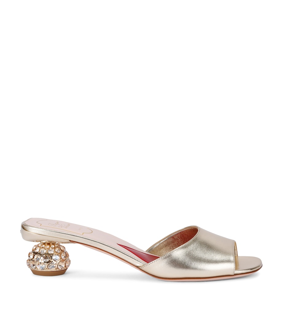 Leather Crystal-Embellished Mules GOLD Image 1