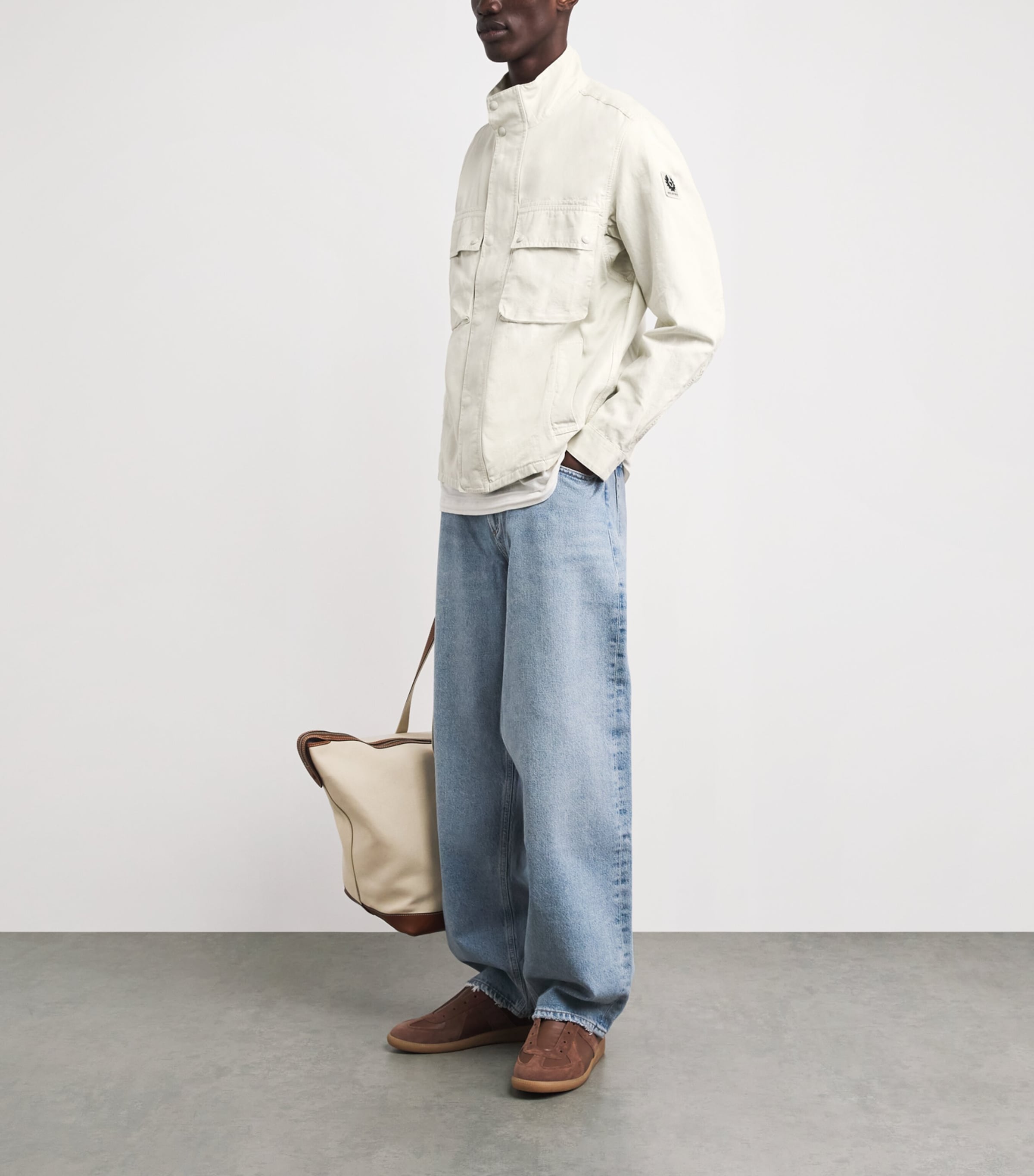Belstaff Mens Cotton-Linen Hayfield Field Jacket Silver Birchsvrbc Image 2