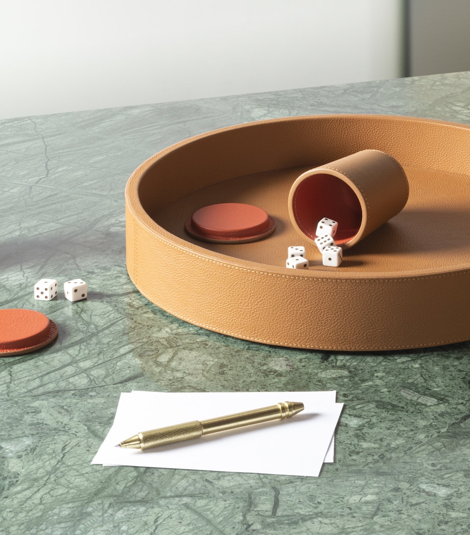 Poltrona Frau Leather Tray and Dice Set India Coccio Image 2