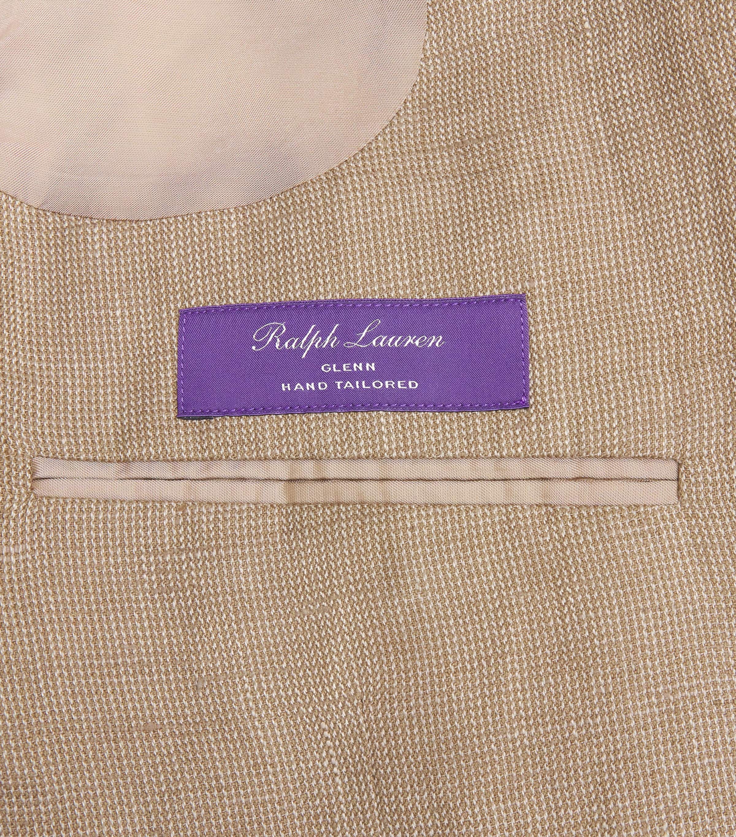 Ralph Lauren Purple Label Mens Linen-Cotton-Silk Double-Breasted Blazer Khaki Mu Image 6
