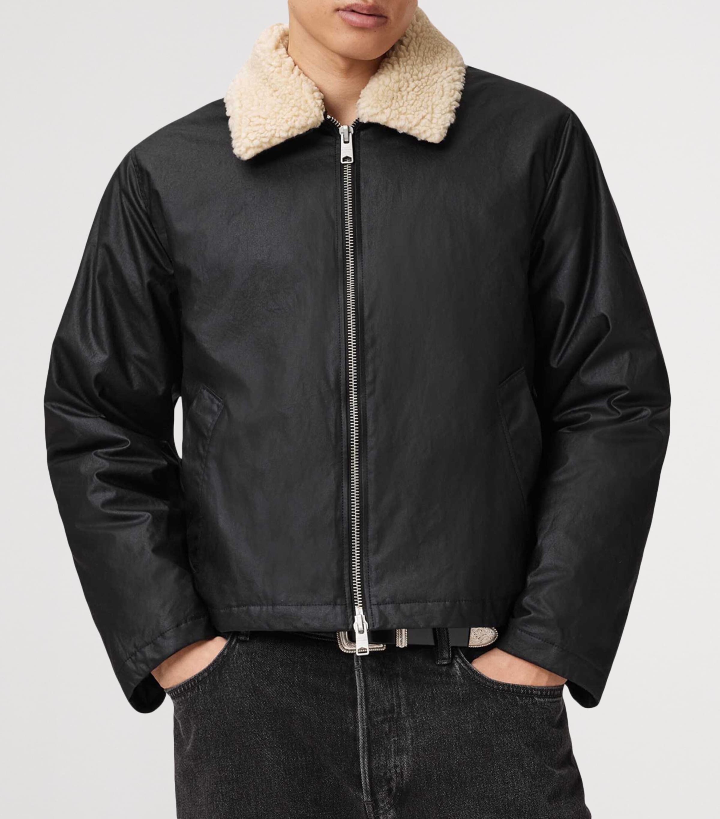 Organic Cotton Waxed Boston Jacket BLACK Image 4