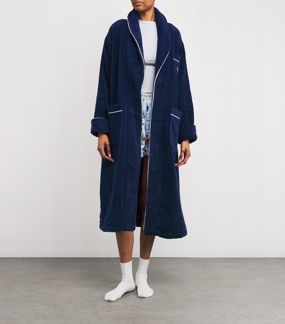 Towelling Polo Pony Robe (Small/Medium) 815 NAVY Image 2