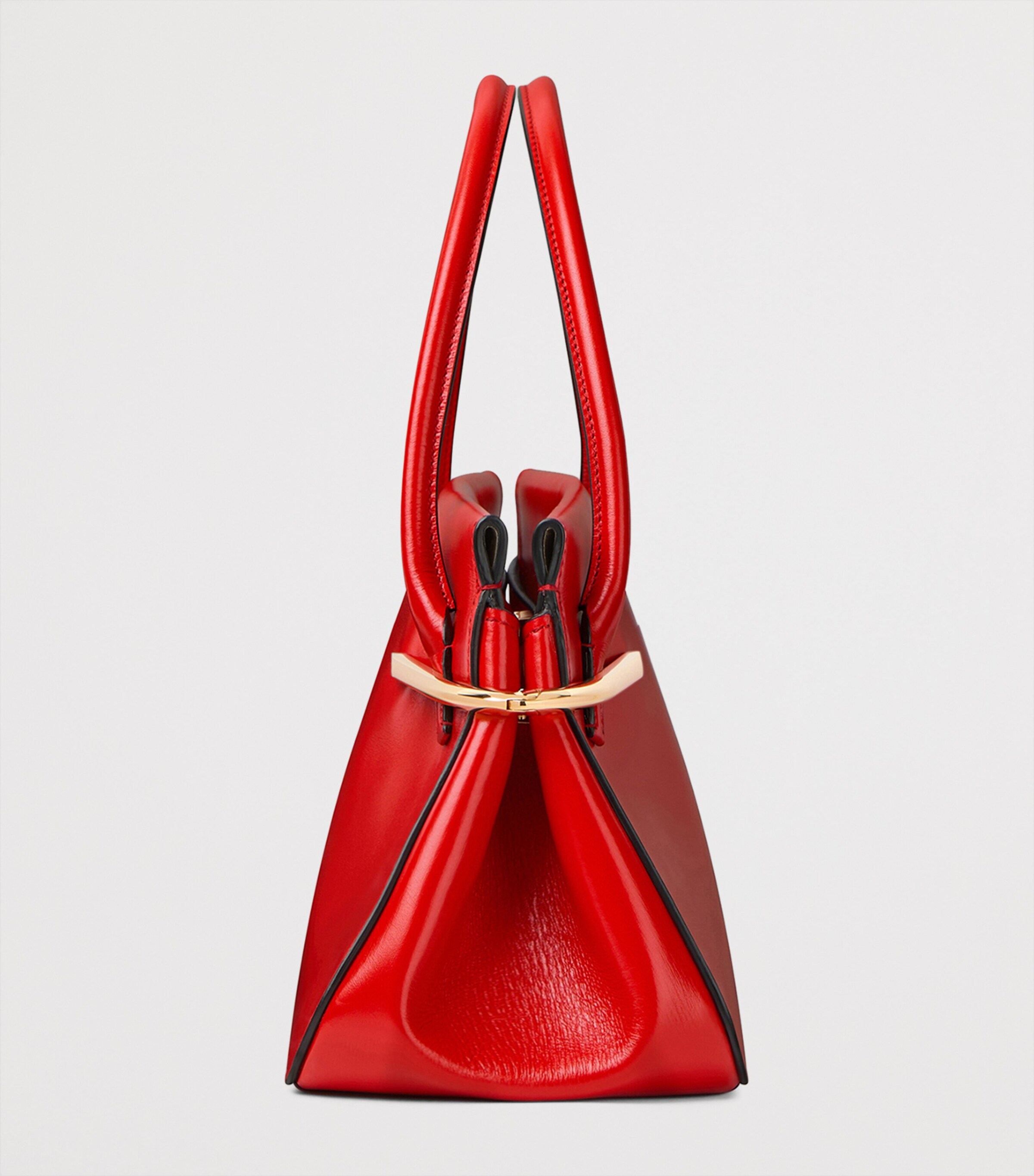 Medium Leather Pinch Top-Handle Bag DEEP RED Image 3