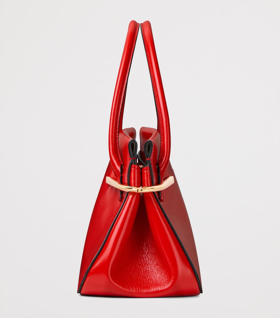 Medium Leather Pinch Top-Handle Bag DEEP RED Image 3
