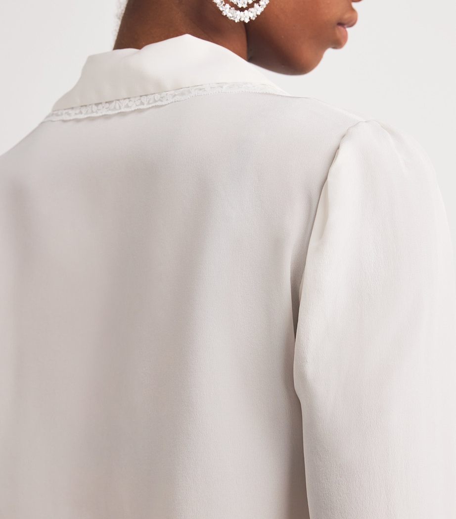 Silk Lace-Trim Blouse 0822 WHITE Image 8