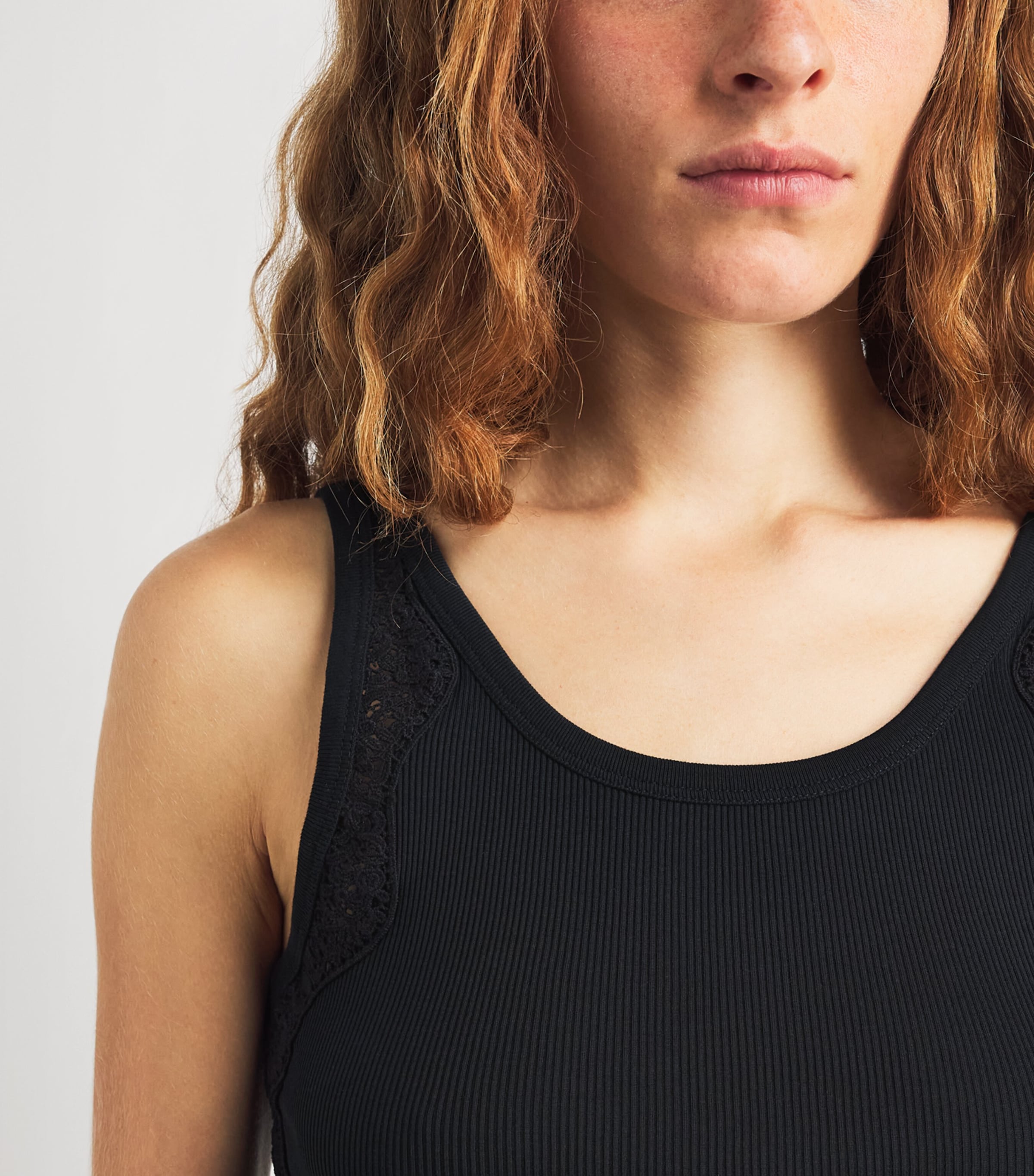 Sandro Paris Womens Lace-Detail Tank Top Black Image 3