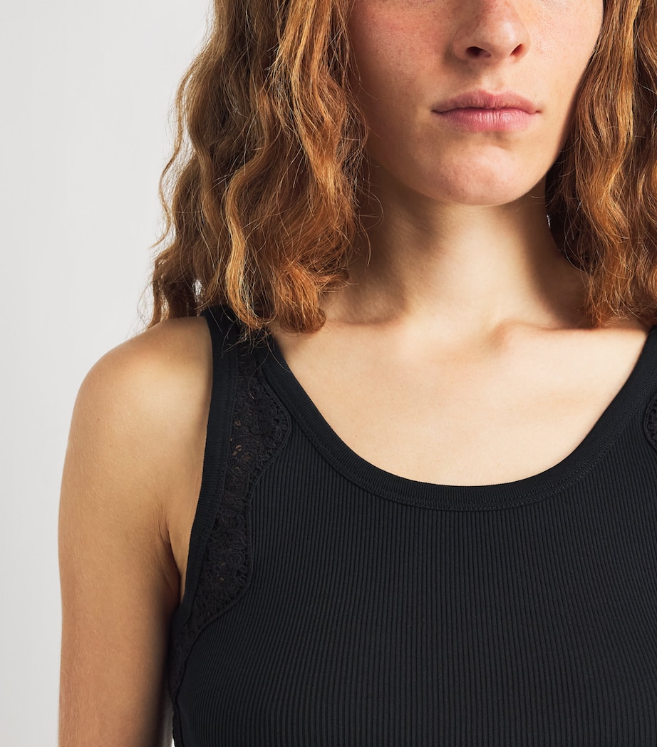 Sandro Paris Womens Lace-Detail Tank Top Black Image 3