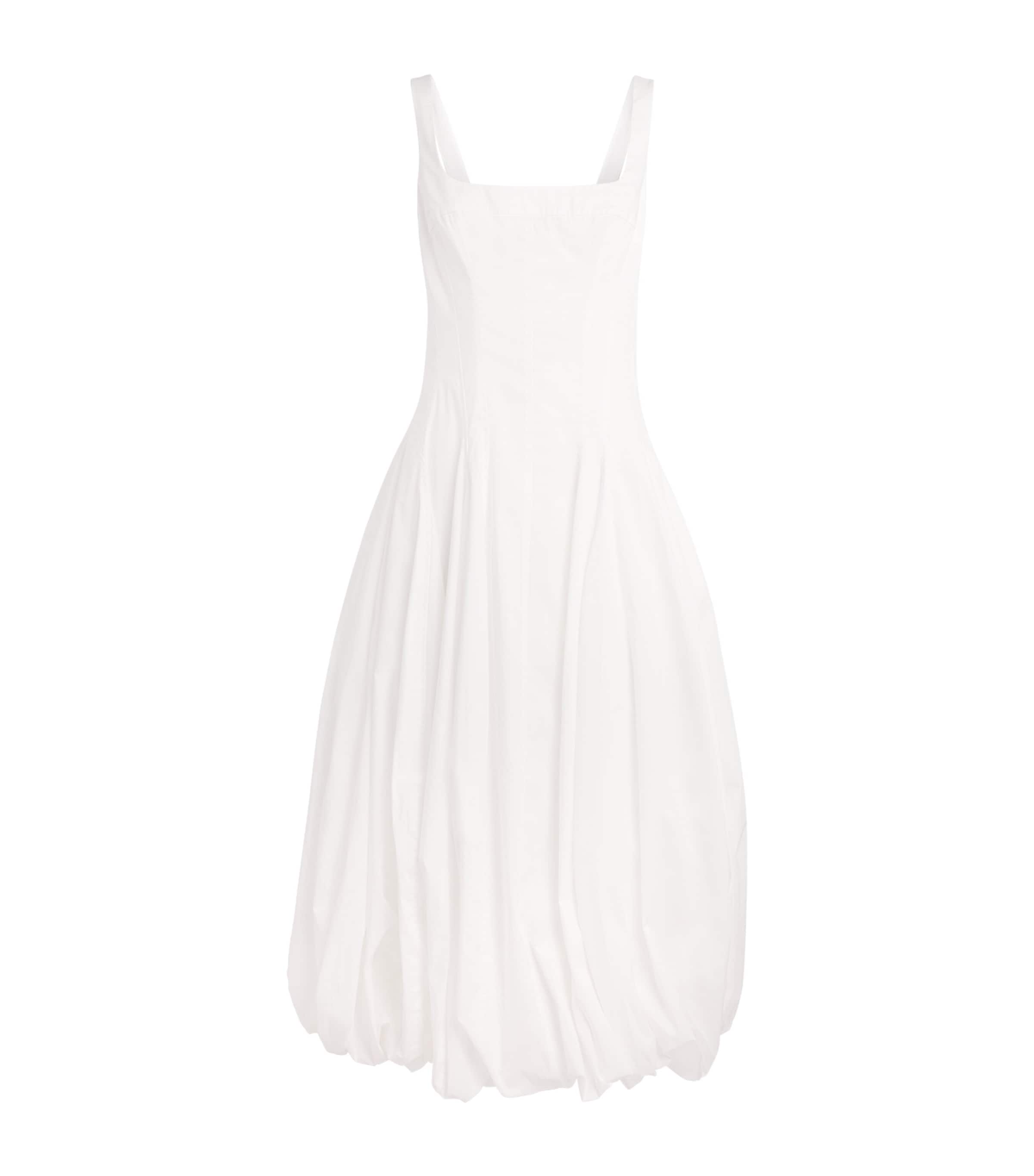 Simkhai Cotton Bubble-Hem Hally Midi Dress White
