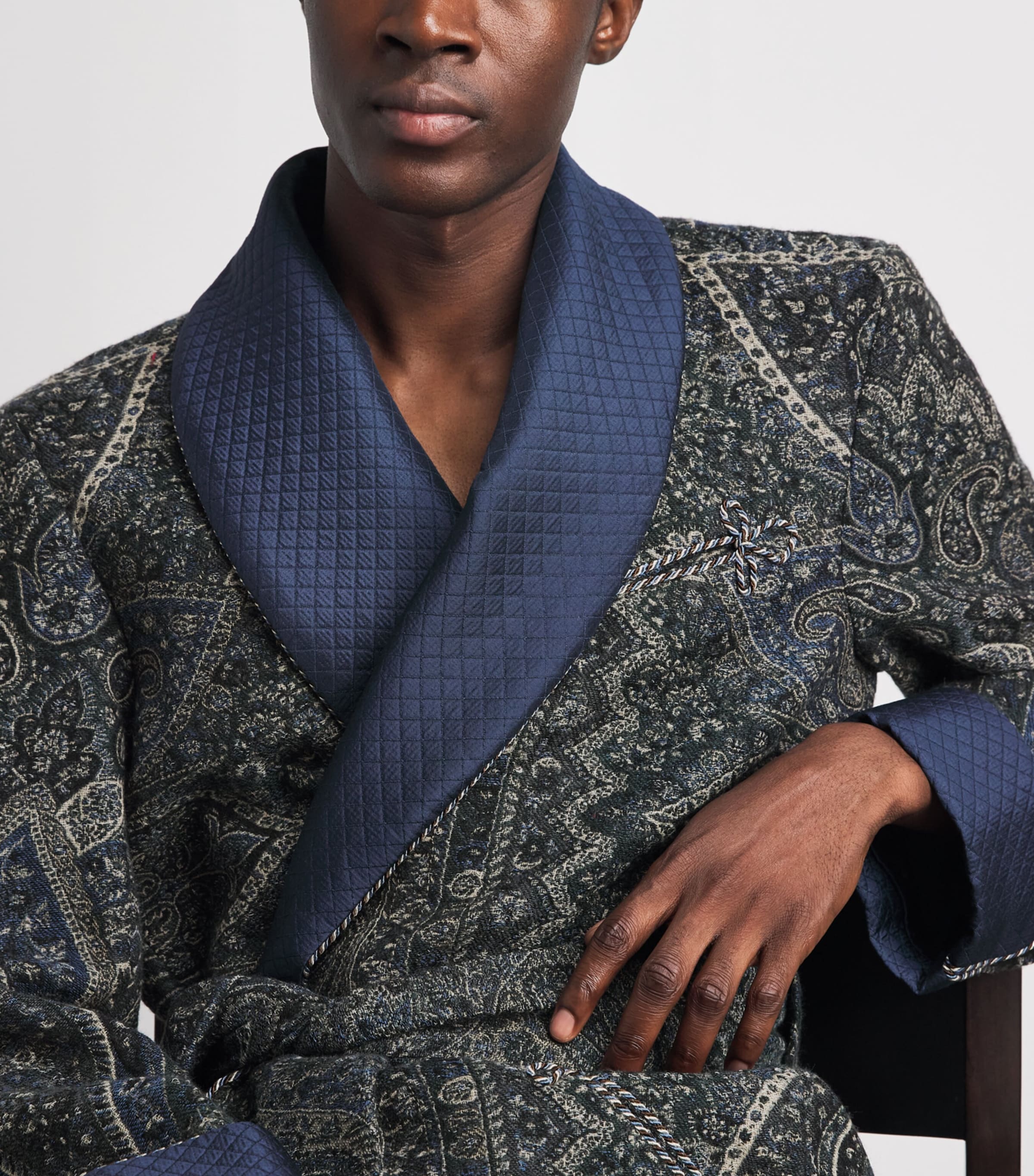 Daniel Hanson Mens Wool Paisley Robe Blue Image 3