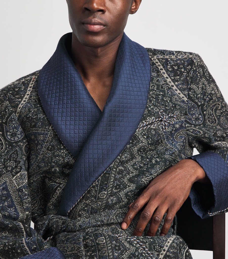Daniel Hanson Mens Wool Paisley Robe Blue Image 3