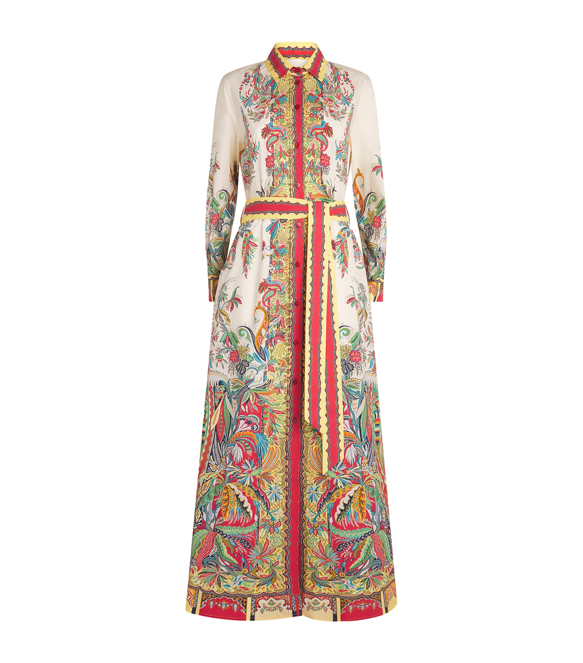 Etro Womens Cotton Paisley Maxi Shirt Dress Prnt/white Bs Image 1