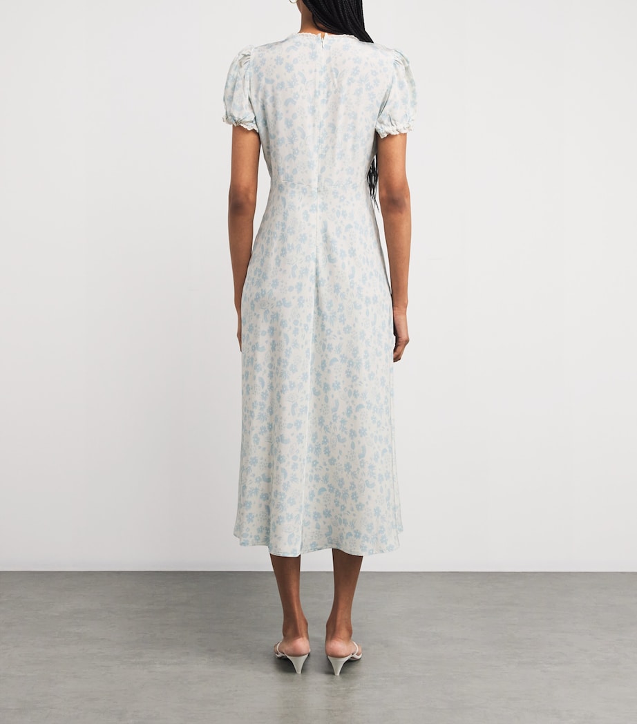 Silk Floral Midi Dress WHITE Image 3