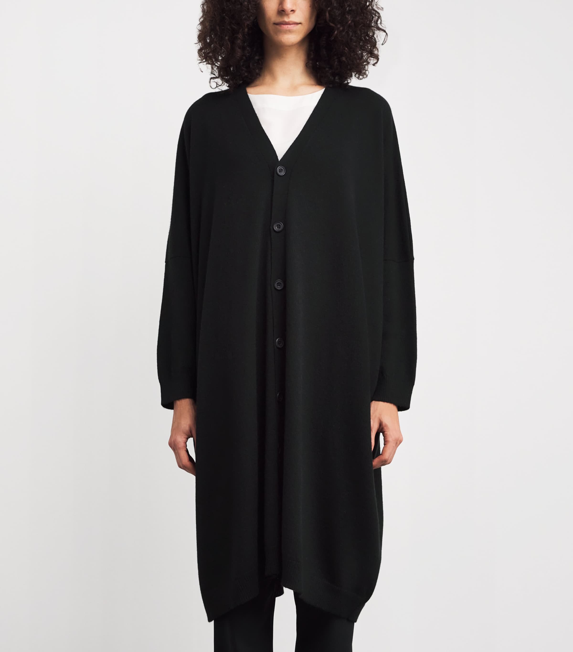 Cashmere Wide Longline Cardigan BLACK Image 3