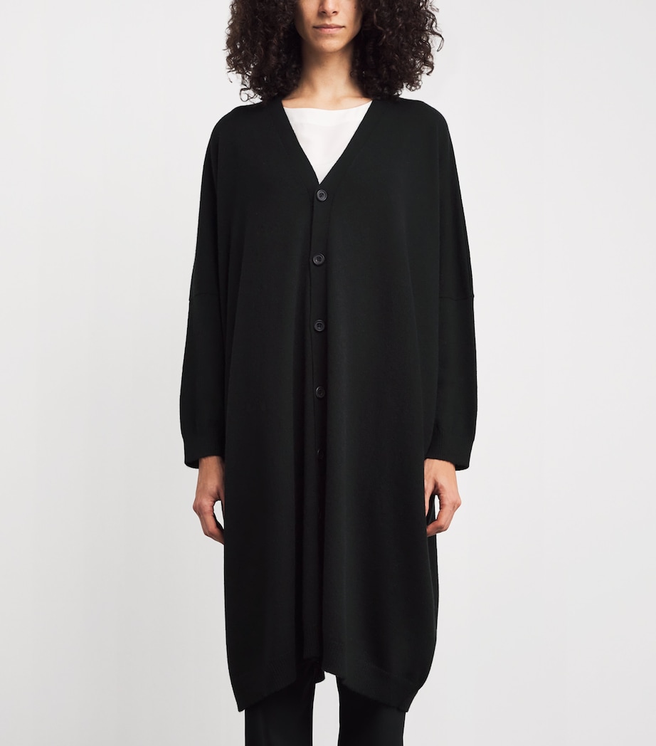 Cashmere Wide Longline Cardigan BLACK Image 3