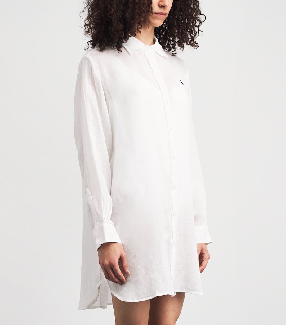 Polo Ralph Lauren Womens Organic Cotton-Linen Boyfriend Shirt White Image 4