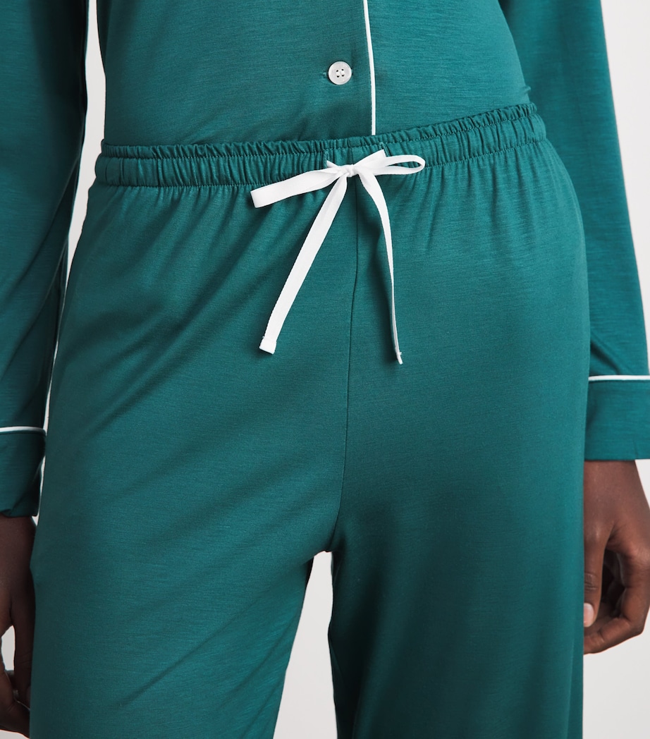 Derek Rose Womens Modal-Blend Lara Pyjama Set Teal Image 3