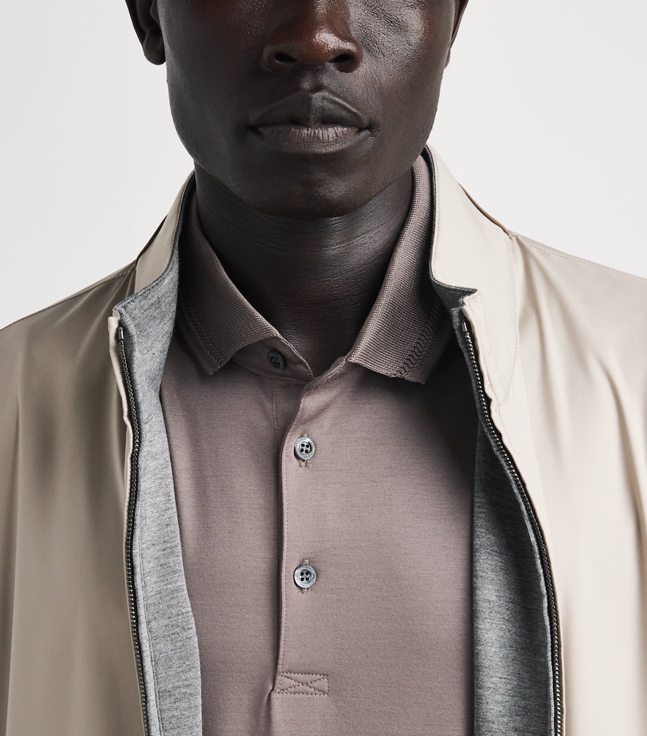 Corneliani Mens Cotton Jersey Polo Shirt Natural / Beige Image 3