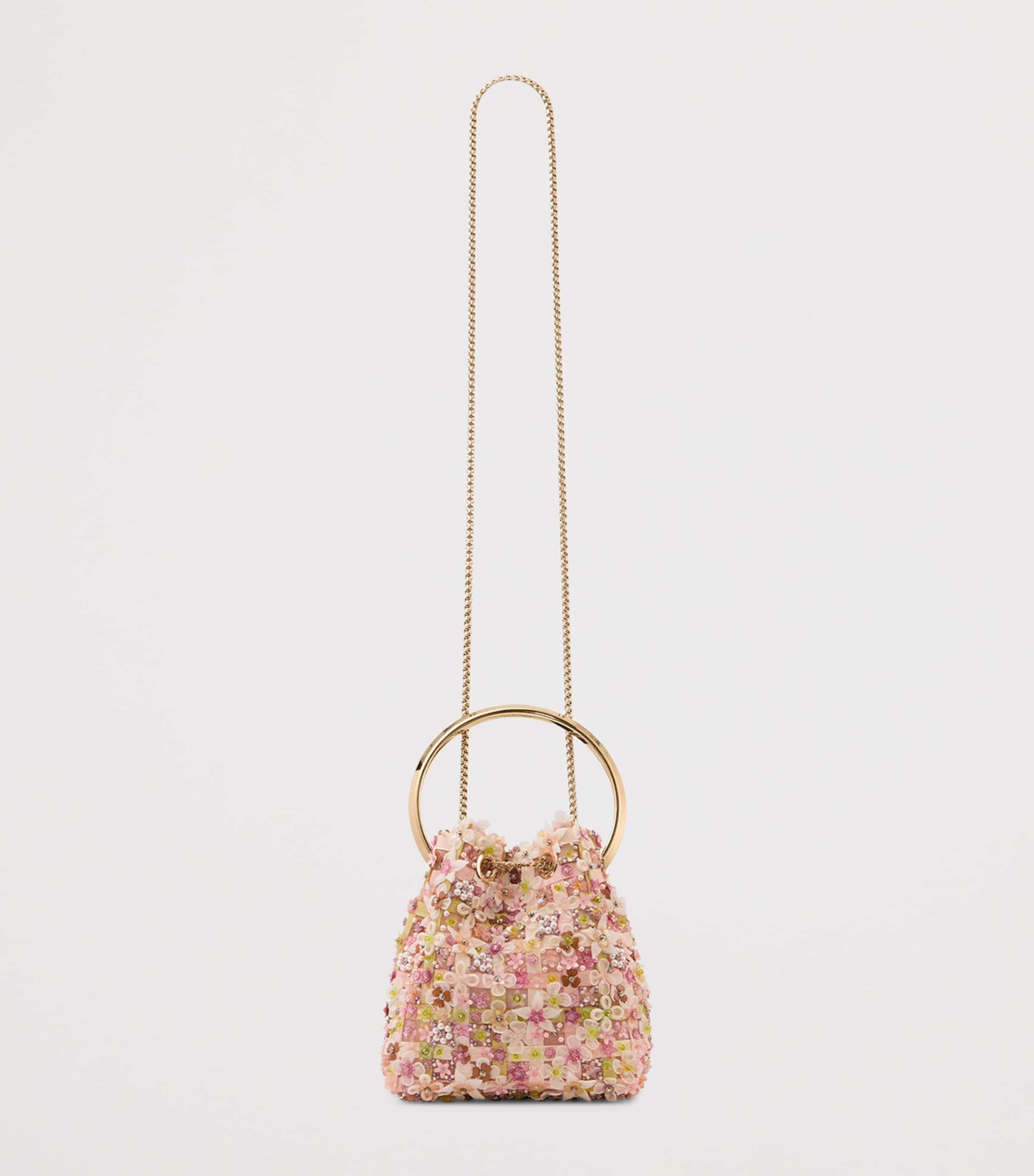 Jimmy Choo Floral Bon Bon Top-Handle Bag Rose Multi/light Gol Image 4
