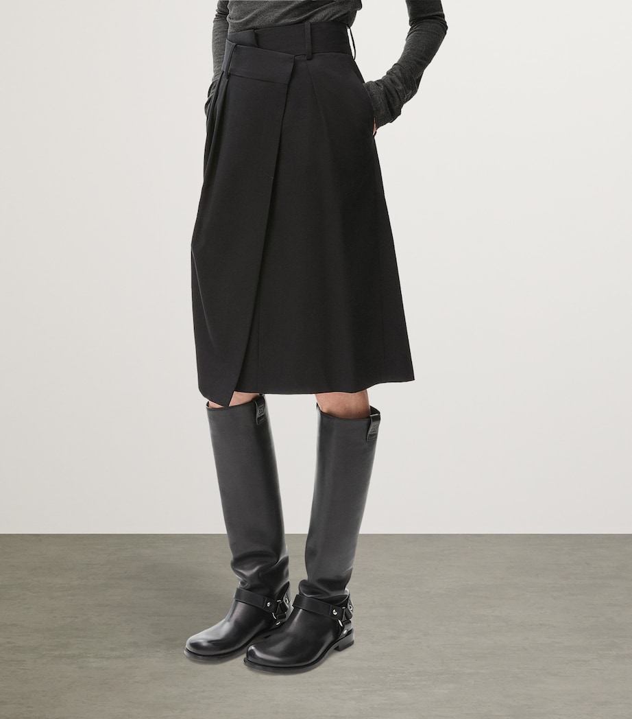 Cotton-Silk Gabardine Wrap Skirt BLACK Image 3