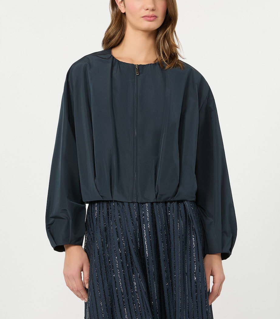 Weekend Max Mara Womens Gathered Cropped Jacket Navy Image 3